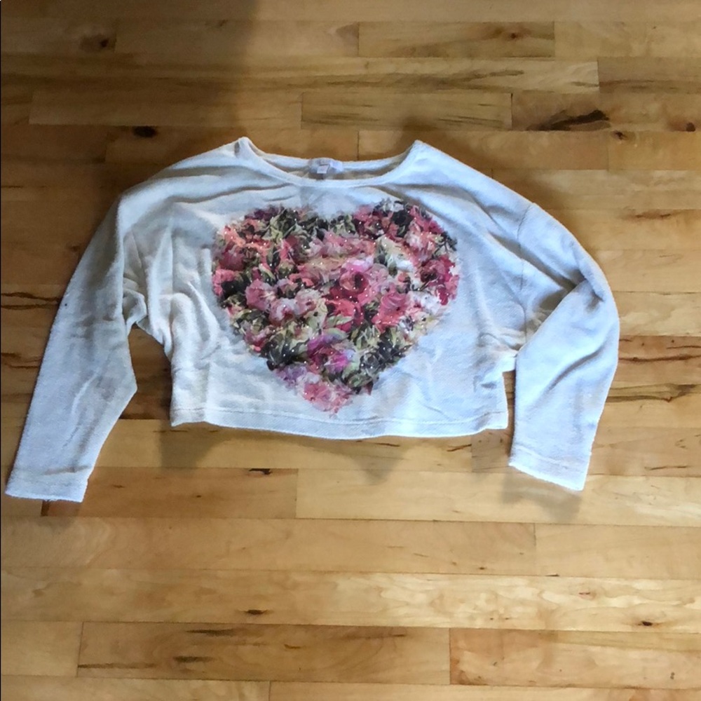 Floral heart cropped sweater